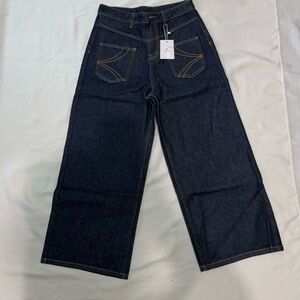 KREATE Reversed Fold-Over Wide-Leg Jeans